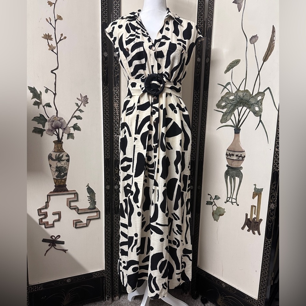 Zara Monochrome Patterned Dress